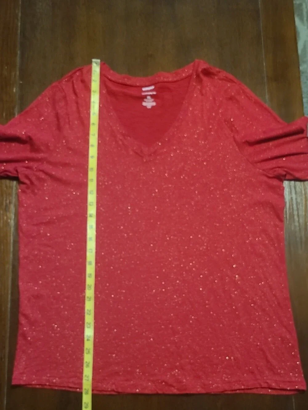 Sonoma Women's V-Neck Long Sleeve Top - Sparkly Red XL